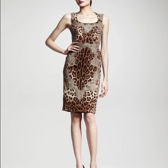Dolce & Gabbana | Dresses | Lacetrim Leopardprint Dress | Poshmark